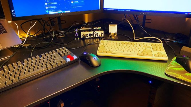 two wireless keyboards one computer