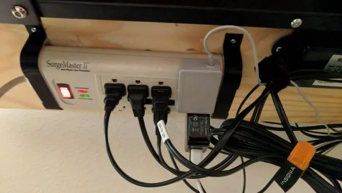 Hide Keyboard and Mouse Cables with Power strip under desk